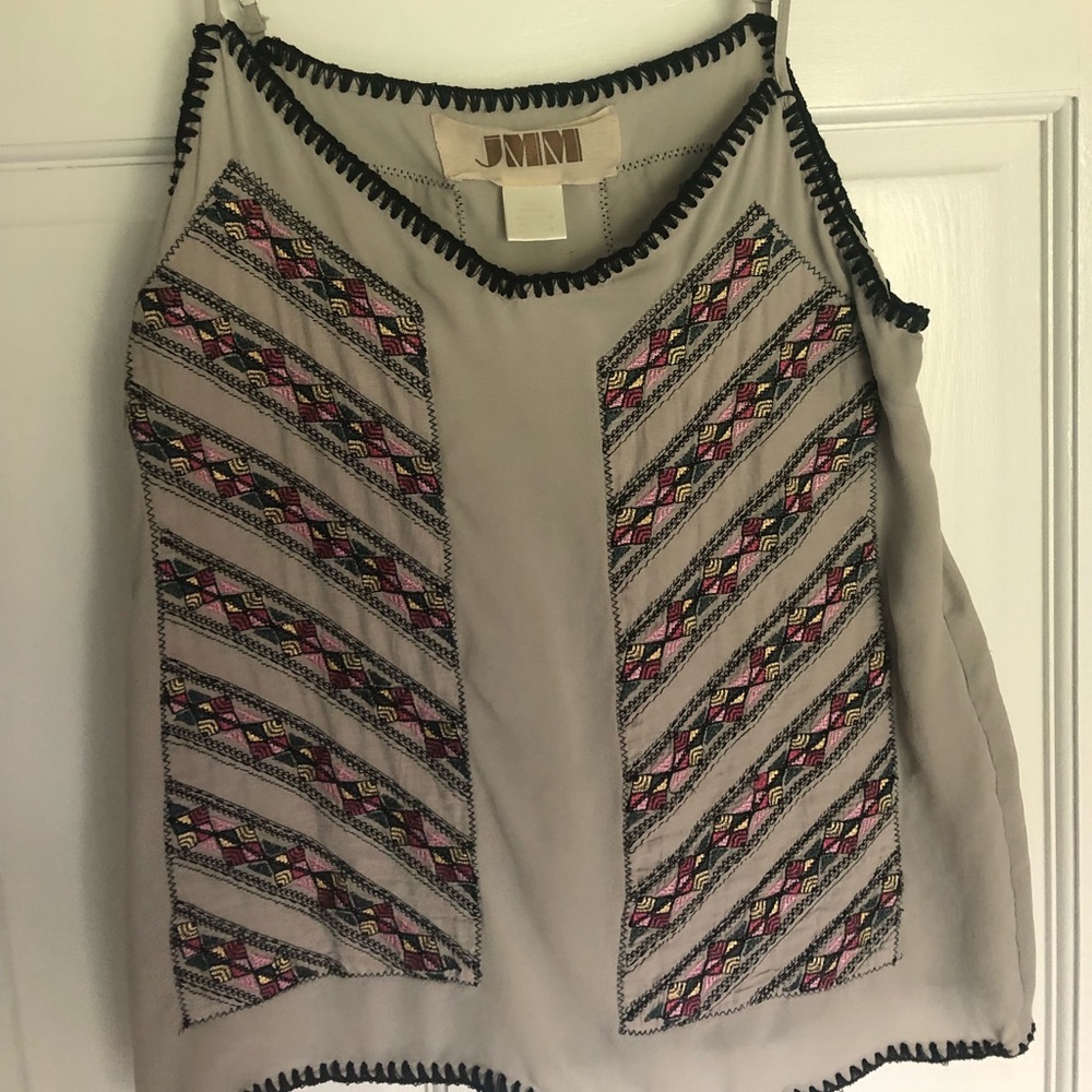 JMM 100% silk embroidered tank top